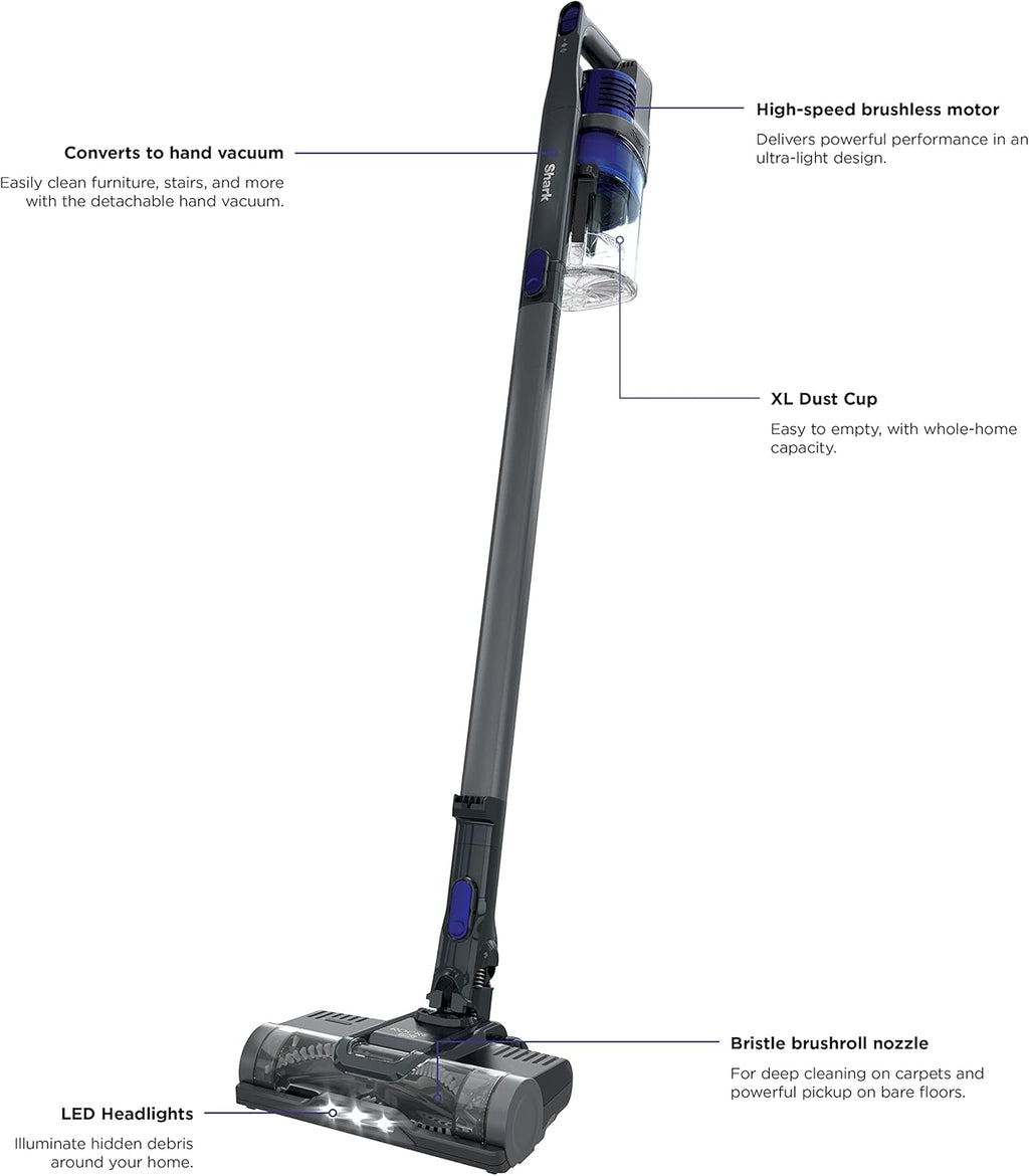 | Pet Cordless Vacuum Cleaner | LED Headlights | Removable Handheld Vacuum for Pet Hair | Crevice Tool & Pet Multi-Tool Included | 40Min Runtime | for Carpet & Hard Floors | Grey | IX141