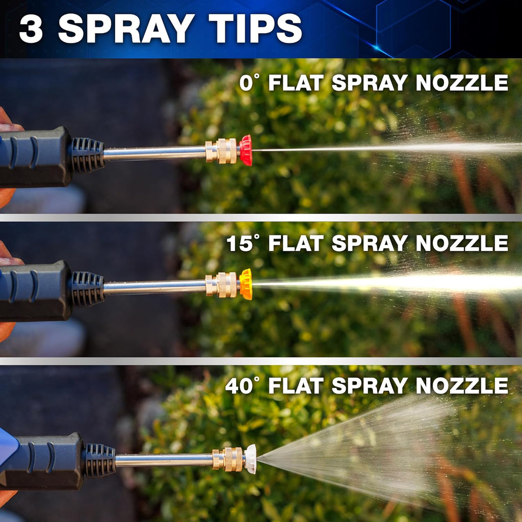 Turbo Jet Hydrox5 Pro Portable Cordless Pressure Washer (21V 3000Mah Battery), 6-In-1 Nozzle, Dual Water Source, 16Ft Detachable Hose