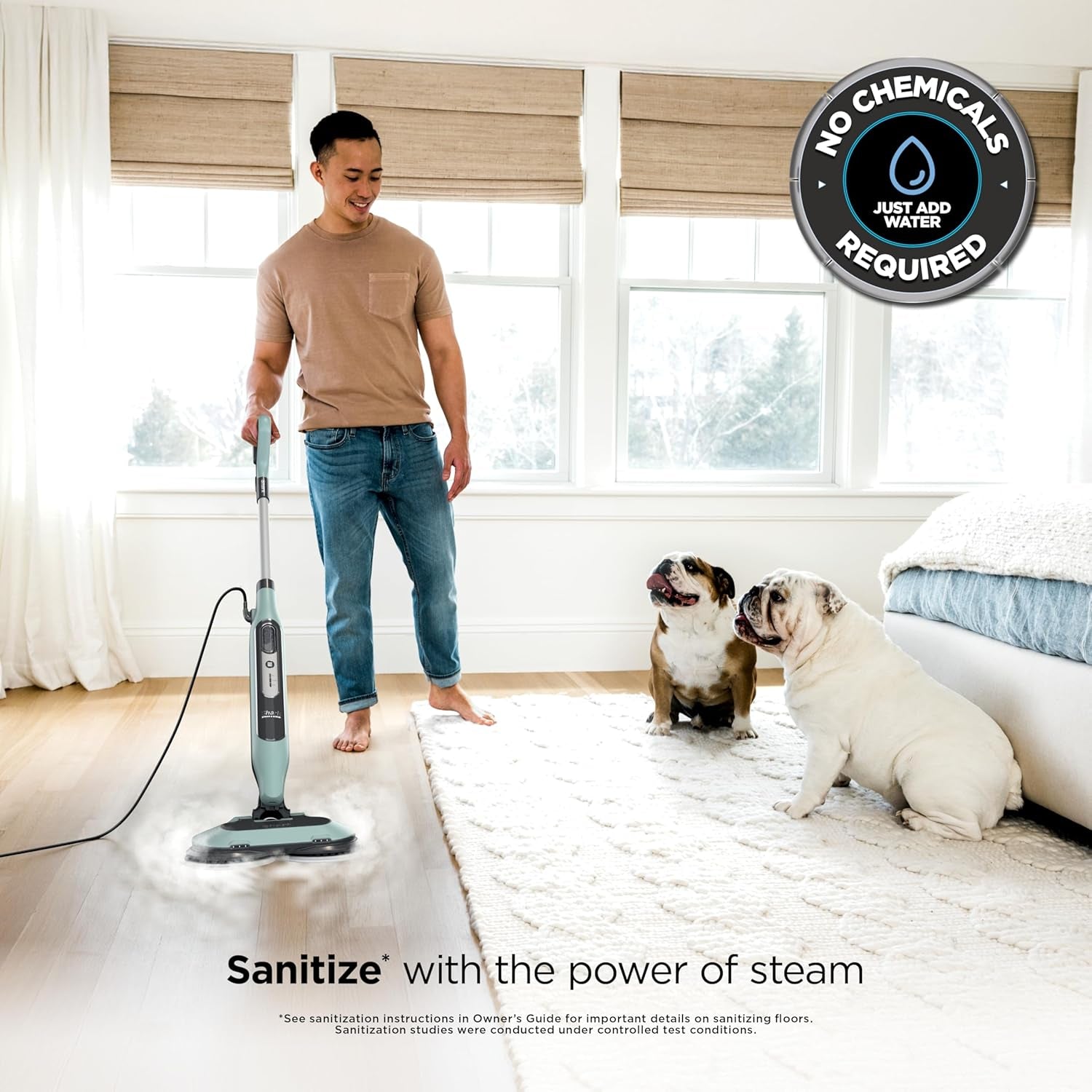 Steam & Scrub Steam Mop, All-In-One Scrubbing and Sanitizing Hard Floor Cleaner, LED Headlights, 4 Dirt Grip Soft Scrub Pads Included, XL Water Tank, Swivel Steering, Hawaiian Grey, S8001