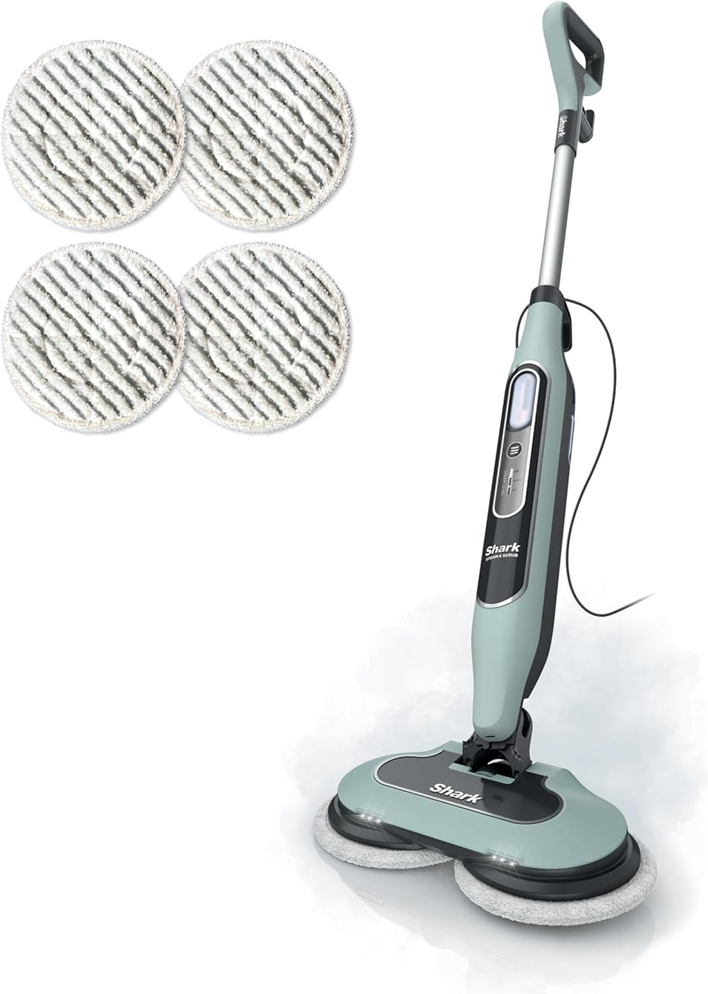 Steam & Scrub Steam Mop, All-In-One Scrubbing and Sanitizing Hard Floor Cleaner, LED Headlights, 4 Dirt Grip Soft Scrub Pads Included, XL Water Tank, Swivel Steering, Hawaiian Grey, S8001