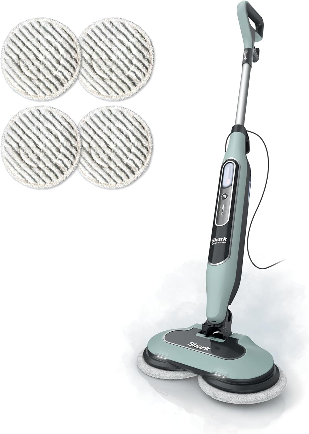 Steam & Scrub Steam Mop, All-In-One Scrubbing and Sanitizing Hard Floor Cleaner, LED Headlights, 4 Dirt Grip Soft Scrub Pads Included, XL Water Tank, Swivel Steering, Hawaiian Grey, S8001