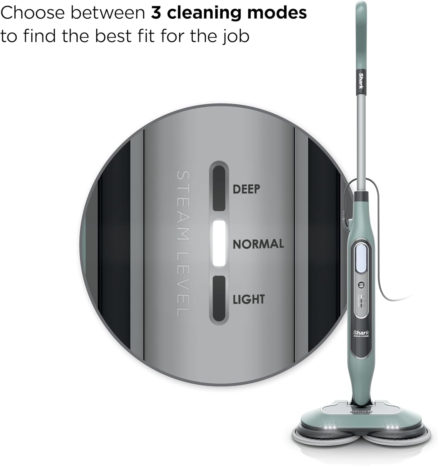 Steam & Scrub Steam Mop, All-In-One Scrubbing and Sanitizing Hard Floor Cleaner, LED Headlights, 4 Dirt Grip Soft Scrub Pads Included, XL Water Tank, Swivel Steering, Hawaiian Grey, S8001