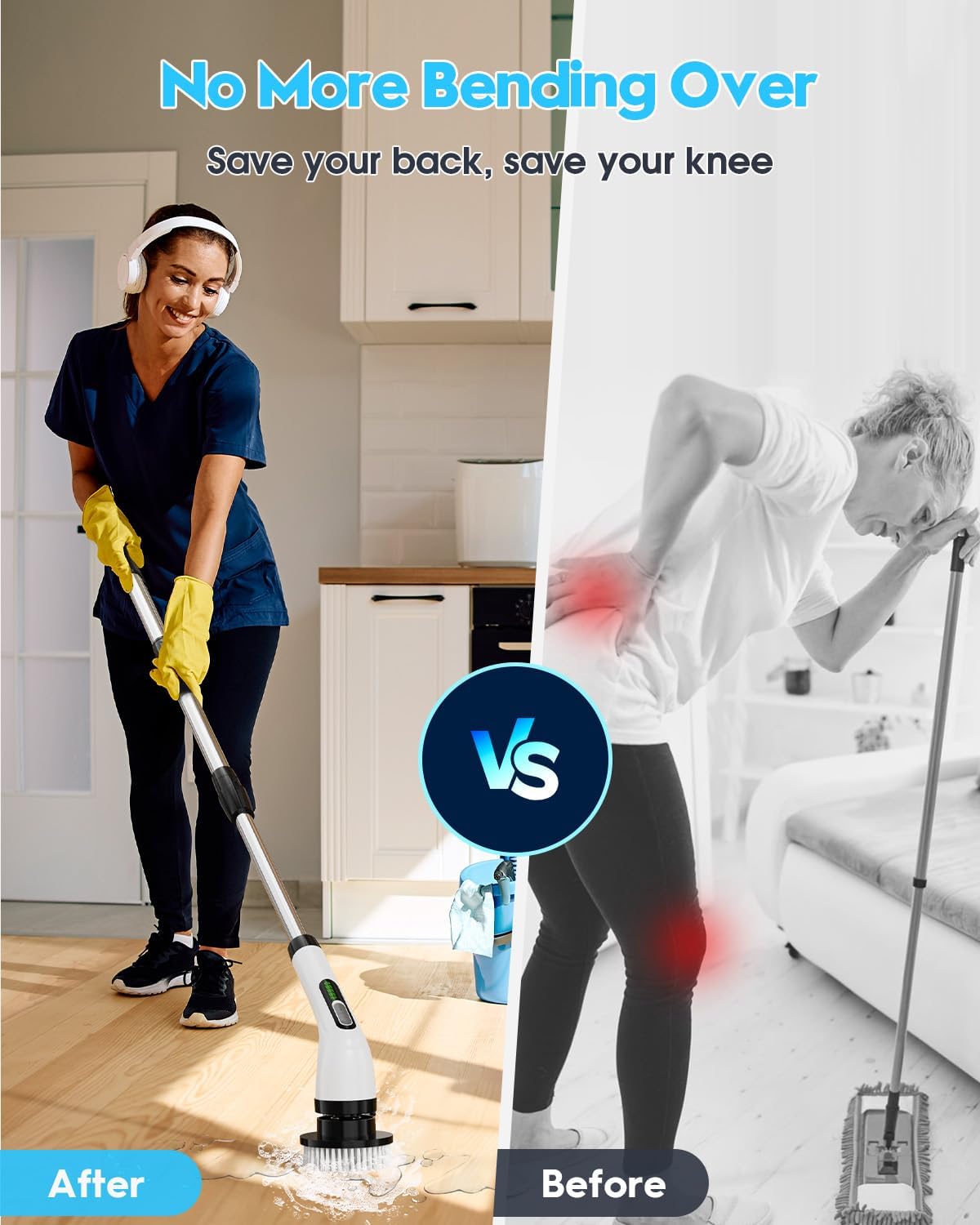 Electric Spin Scrubber for Cleaning Bathroom: Cordless Power Shower Scrubber - Electric Cleaning Brush for Tile Tub