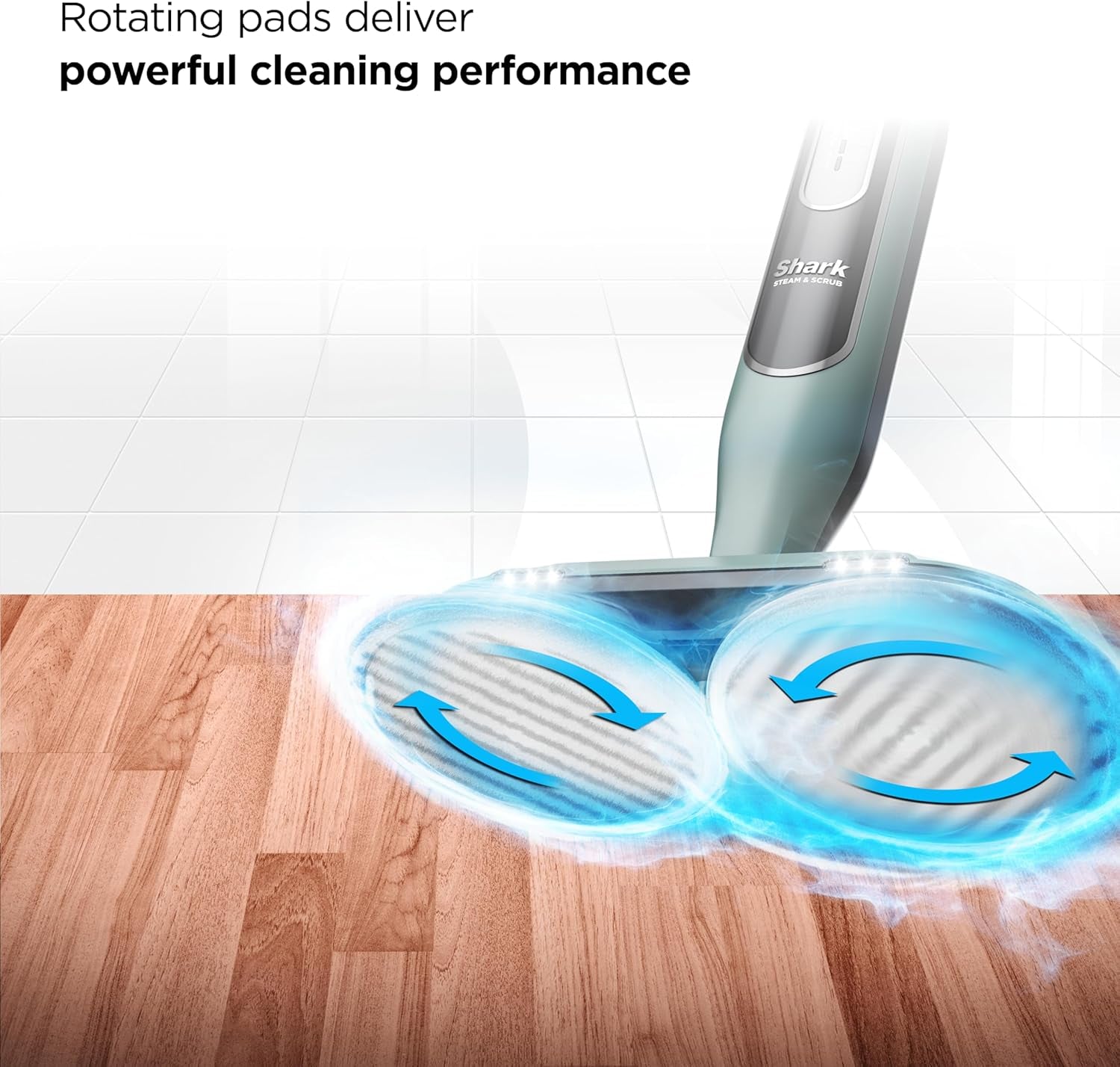 Steam & Scrub Steam Mop, All-In-One Scrubbing and Sanitizing Hard Floor Cleaner, LED Headlights, 4 Dirt Grip Soft Scrub Pads Included, XL Water Tank, Swivel Steering, Hawaiian Grey, S8001