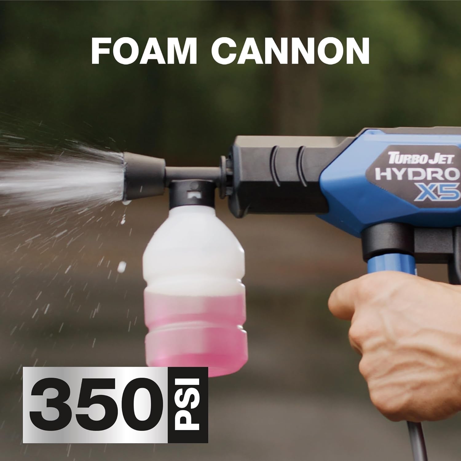 Turbo Jet Hydrox5 Pro Portable Cordless Pressure Washer (21V 3000Mah Battery), 6-In-1 Nozzle, Dual Water Source, 16Ft Detachable Hose