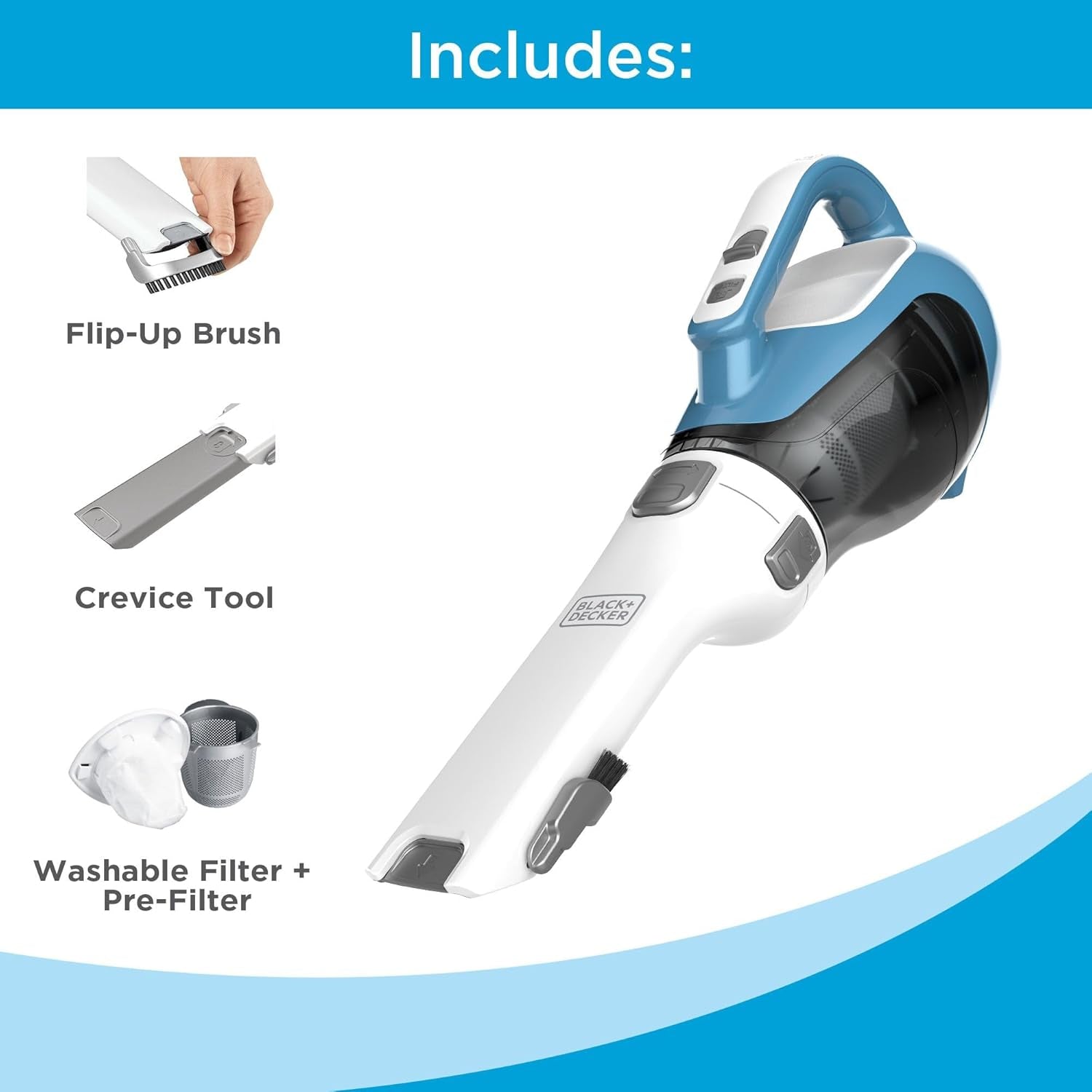Dustbuster Advancedclean Cordless Handheld Vacuum, Compact Home and Car Vacuum with Crevice Tool (CHV1410L)